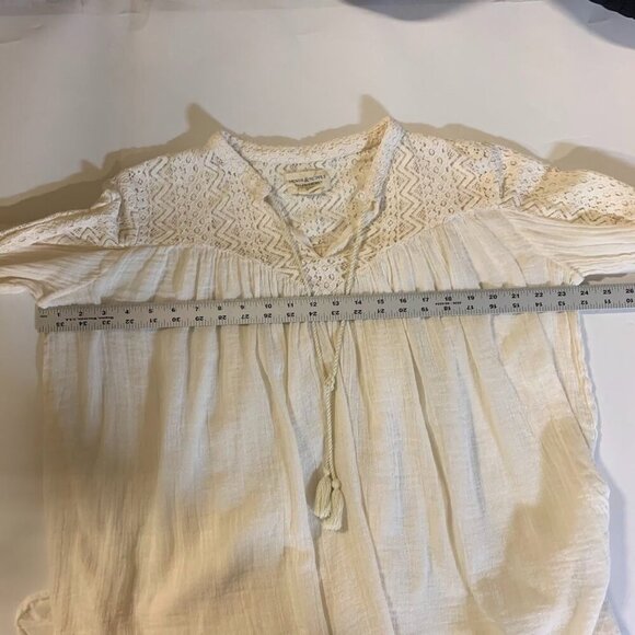 Denim & Supply Ralph Lauren Women' s Boho Ruched Relaxed Chiffon Blouse Size L - Picture 8 of 10